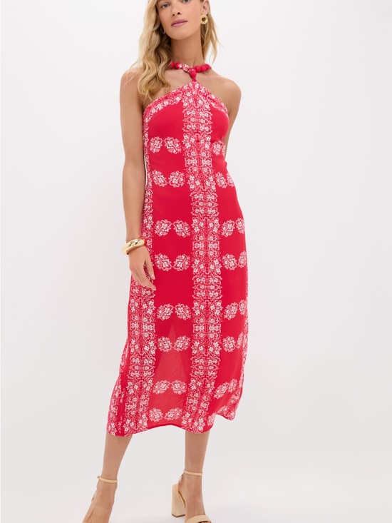 Tuckernuck Dresses & Skirts - Tuckernuck Red Halter Midi Dress with White Print